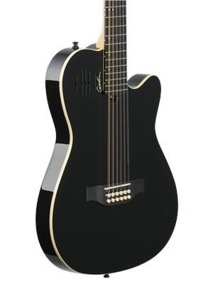 Godin A12 12-String Acoustic Electric Guitar with Gig Bag Black